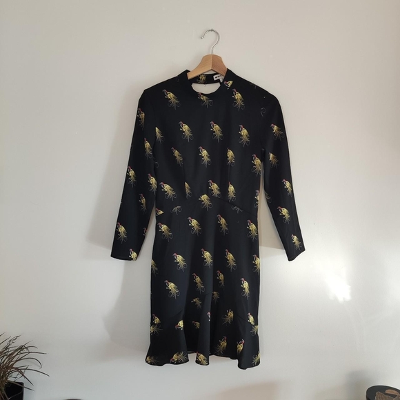 Whistles Black Backless Bird Print Dress - Picture 5 of 7